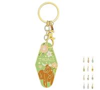 YOSEDVCB Vintage Illustrated Zodiac Keychain, Unique Vintage Keyring, Metal Enamel Charm Pendant Accessories,Astrological Star Keychain For Cars & Bags Pendant(Taurus)