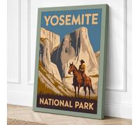 Yosemite Adventure Vintage Canvas Wall Art Print 18x12 Inch (46 x 30 cm)