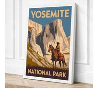 Yosemite Adventure Vintage Canvas Wall Art Print 24x16 Inch (61 x 41 cm)