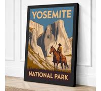 Yosemite Adventure Vintage Canvas Wall Art Print 24x16 Inch (61 x 41 cm)