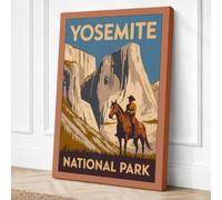 Yosemite Adventure Vintage Canvas Wall Art Print 30x20 Inch (76 x 51 cm)