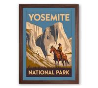 Yosemite Adventure Vintage Framed Wall Art Print A2 (59.4×42cm) Walnut, Wall Decor for Living Room, Bedroom, Office & Home, Ready to Hang, Art Gift