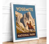 Yosemite Adventure Vintage Framed Wall Art Print A2 (59.4×42cm) White, Wall Decor for Living Room, Bedroom, Office & Home, Ready to Hang, Art Gift