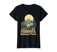 Yosemite Bear Sunset Forest Vintage Graphic Value Graphic T-Shirt, Women, Black, S