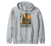 Yosemite California Retro Sunset Bear Hike Zip Hoodie