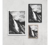 Yosemite Crashing Waterfall Giclee Art Print - A2 - White Frame
