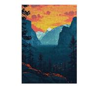 Yosemite Evening Pixel Art Classic Jigsaw Puzzle for Adults, 300 PCS