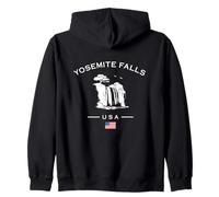Yosemite Falls California American Flag USA Waterfall Travel Zip Hoodie