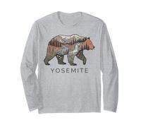 Yosemite Mountain Hiking Bear Silhouette Hike Long Sleeve T-Shirt