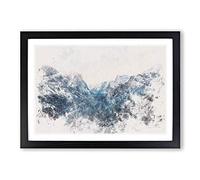 Yosemite National Park at Winter Watercolour Framed Print | A2 Black Framed Wall Art | Ready to Hang | Modern Landscape Picture | Living Room Bedroom Lounge Office