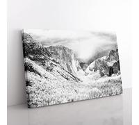 Yosemite National Park California Painting Modern Art Canvas Wall Art Print Ready to Hang, Framed Picture for Living Room Bedroom Home Office Décor, 76x50 cm (30x20 Inch)