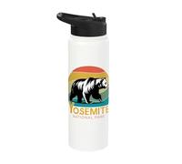 Yosemite National Park California State Mountain Retro Bear Stainless Steel Insulated Water Bottle