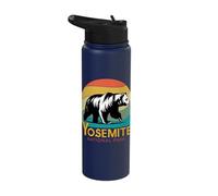 Yosemite National Park California State Mountain Retro Bear Stainless Steel Insulated Water Bottle
