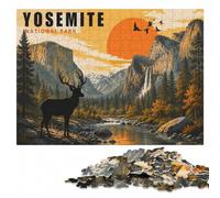 Yosemite National Park Mid Century Modern Col Jigsaw Puzzle, 1000 Pieces | Border-first building: an activity that can be paused and resumed at your own pace.