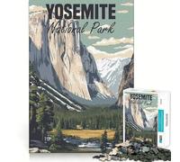 Yosemite National Park Poster Jigsaw for Adults 1000 Pieces Think Skill Game High Precision Die Cut Entertaining Challenge for Spare Time (50x75cm)