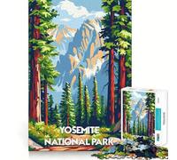 Yosemite National Park Poster Jigsaw Puzzle1000 Pieces Thinking Skill Game Seamless Fit Precise Pieces Family Fun Night Activity (38x52cm)