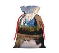 yosemite national park Printed Christmas Drawstring Bags Reusable Xmas Bag for Party Xmas Gift Wrapping, Red Ribbon, S