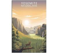 Yosemite National Park Sunset Vintage Travel Poster Retro Wall Art Canvas Poster Art Print Room Decor Home Decor Unframed 50x75cm