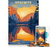 Yosemite National Park Vintage Travel Poster 1000-piece Jigsaw Puzzles Brain Fun Training Seamless Fit Precise Pieces Fascinating Hobby for Idle Moments (38x26cm)