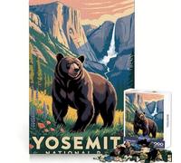 Yosemite National Park Vintage Travel Poster 1000 Pieces Jigsaw Puzzles for Adults Strategic Think Pleasant Downtime Clean Cut Winter Gift (38x52cm)