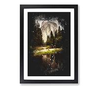 Yosemite National Park Vol.1 Paint Splash Framed Print | A2 Black Framed Wall Art | Ready to Hang | Modern Nature Picture | Living Room Bedroom Lounge Office