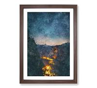 Yosemite National Park Vol.5 Painting Framed Print | A2 Walnut Framed Wall Art | Ready to Hang | Modern Historical Picture | Living Room Bedroom Lounge Office