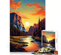 Yosemite Nature Pixel Art 1000 Piece Jigsaw Puzzles for Adults Teenagers Mind Power Stress Relief Fun Secure Lock (38x26cm)