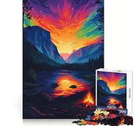 Yosemite Sunset Pixel Art for Adults 1000 Piece Jigsaw Puzzle Mind Power Cozy Relaxation Uniform Edges Nice Gift (38x52cm)