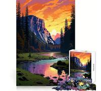 Yosemite Sunset Pixel Art Jigsaw Puzzles for Teenagers 1000 Memory Training Serene Activity Flawless Cut Seasonal Gift (50x75cm)