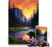 Yosemite Sunset Pixel Art Puzzles for Teenagers 1000 Pieces Cognitive Workout Mind Calming Fun No Rough Edges Ideal Xmas Gift (38x26cm)