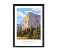 Yosemite Travel Poster Print - Wall Art | Minimalist - A4 Black Frame
