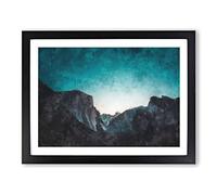 Yosemite Valley At Dusk Painting Modern Art Framed Print | A4 Black Framed Wall Art | Ready to Hang | Modern Landscape Picture | Living Room Bedroom Lounge Office