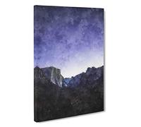 Yosemite Valley at Night in California Canvas Print for Living Room Bedroom Home Office Décor, Wall Art Picture Ready to Hang, 30 x 20 Inch (76 x 50 cm)