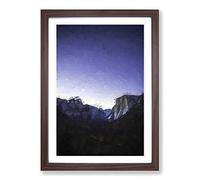 Yosemite Valley at Night in California in Abstract Framed Print | A2 Walnut Framed Wall Art | Ready to Hang | Abstract Landscape Picture | Living Room Bedroom Lounge Office
