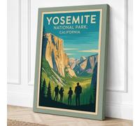 Yosemite Valley Grand Vintage Canvas Wall Art Print 36x24 Inch (91 x 61 cm)