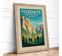 Yosemite Valley Grand Vintage Framed Wall Art Print A2 (59.4×42cm) Oak, Wall Decor for Living Room, Bedroom, Office & Home, Ready to Hang, Art Gift