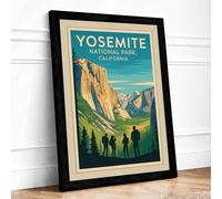Yosemite Valley Grand Vintage Framed Wall Art Print A3 (42×29.7cm) Black, Wall Decor for Living Room, Bedroom, Office & Home, Ready to Hang, Art Gift