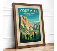 Yosemite Valley Grand Vintage Framed Wall Art Print A3 (42×29.7cm) Walnut, Wall Decor for Living Room, Bedroom, Office & Home, Ready to Hang, Art Gift