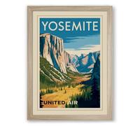 Yosemite Valley Majesty Vintage Framed Wall Art Print A3 (42×29.7cm) Oak, Wall Decor for Living Room, Bedroom, Office & Home, Ready to Hang, Art Gift