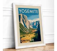 Yosemite Valley Majesty Vintage Framed Wall Art Print A4 White