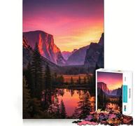 Yosemite Valley Sunset Landscape 1000 Jigsaw Puzzle Cognitive Fun Play Clean Cut Sturdy Components Quiet Time Mind Exercise at Home (38x52cm)