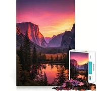 Yosemite Valley Sunset Landscape 1000 Jigsaw Puzzle Mental Fun Game Seamless Fit Precise Pieces Relaxing Indoor Group Activity (50x75cm)