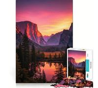 Yosemite Valley Sunset Landscape Jigsaws 1000 Pieces for Adults Memory Boost Game Professional Grade Cutting Heartwarming Gathering Activity (38x26cm)