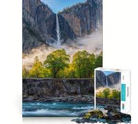 Yosemite Waterfall Landscape 1000 Piece Puzzle For Adults Problem Solving Toy Professional Grade Cutting Relaxing Indoor Group Activity (38x26cm)
