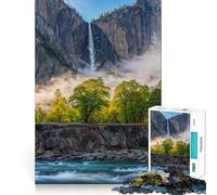 Yosemite Waterfall Landscape 1000 Piece Puzzle For Teenagers Mind Skill Play Laser Cut for Flawless Fit Relaxing Indoor Group Activity (38x52cm)