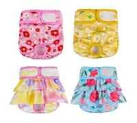 YOSEPATI 4 Pack Washable Reusable Premium Female Dog Diapers, Period - Highly Absorbent Panties Female for Doggie & Puppy in Heat, Incontinence and Training, Adjustable Size Doggy Diaper(S)