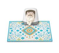 YOSEPATI Cat Litter Mat, 60 x 40cm litter box mat, Traps 100% Litter, Non-Slip kitty litter trapping mats, Small cute litter mat, Easy Clean for Scatter Control, Bohe cat food mat, Urine Waterproof
