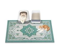 YOSEPATI Cat Litter Mat, 89 x 58cm litter box mat, Traps 100% Litter, Non-Slip kitty litter trapping mats, Large cute litter mat, Easy Clean for Scatter Control, Bohe cat food mat, Urine Waterproof