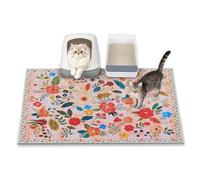 YOSEPATI Cat Litter Mat, 89 x 58cm litter box mat, Upgrade Non-Slip kitty litter mat, Traps 100% Litter, Soft on Kitty Paws, Easy Clean for Scatter Control, Bohe cat food mat, Urine Waterproof