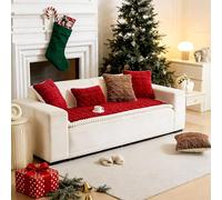 YOSEPATI Pet Couch Cover Washable, Non-Slip Couch Covers for Dogs, Fuzzy Sofa Covers Couch Protector, Pet Friendly Sofas Slipcover Dog Mat, Couch Seat Covers (Red & White, 180 x 70cm)